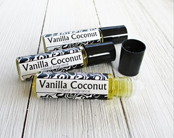 Vanilla Coconut perfume, 1/3oz roll on, tropical fragrance, warm summertime scent, beach day scent