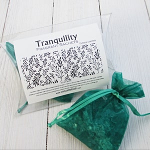 Tranquility Sachets, Aroma beads, set of 2 highly fragranced organza bag sachets, soft fresh fragrance for home, car, office and more