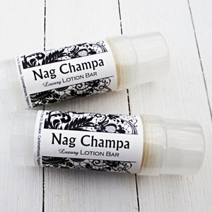 Nag Champa Lotion Bar, Shea and cocoa butter Solid lotion stick, lotion bar, plumeria musk spice scent, intense moisturizing formula, travel