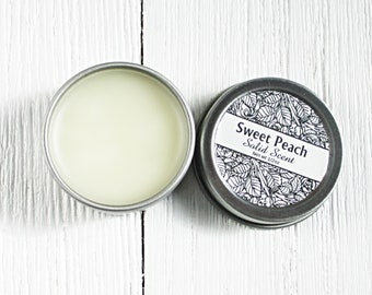 Sweet Peach Solid Scent, concentrated body fragrance, 1/2oz twist lid tin, natural body perfume, beeswax solid fragrance, fruity body scent