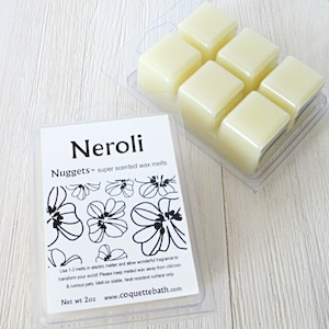 Neroli wax melts, Choice of size, strongly scented traditional wax, sweet floral fragrance, classic wedding scent