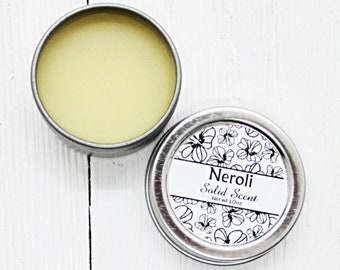Neroli Solid Scent, concentrated fragrance, 1/2oz twist lid tin, natural body perfume, beeswax solid fragrance, intense sweet floral perfume