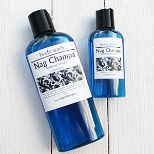 Nag Champa Body Wash, 6.5oz bottle or Combo Set, Gentle Body Wash, Use as shower gel, liquid hand soap, bath bubbles, plumeria musk image 3