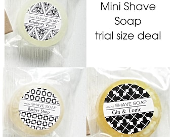 Shave Soap Minis, Sampling size, Super Bubbly shave soap in your choice of scents, special limited edition size, perfect stocking stuffer