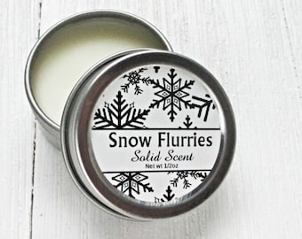 Snow Flurries Solid Scent, concentrated body fragrance, 1/2oz twist lid tin, natural body perfume, herbal mint body fragrance, fresh & clean