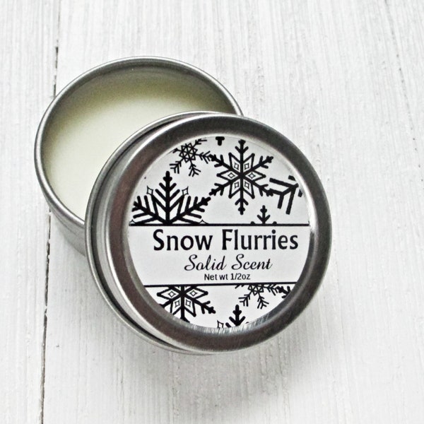 Snow Flurries Solid Scent, concentrated body fragrance, 1/2oz twist lid tin, natural body perfume, herbal mint body fragrance, fresh & clean