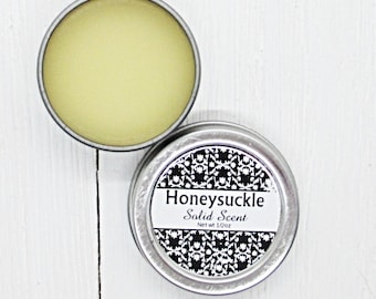 Honeysuckle Solid Scent, concentrated body fragrance, 1/2oz twist lid tin, natural body perfume, beeswax solid fragrance, sweet floral