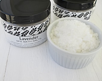 Lavender Spa Bath Salts, 12.5oz jar, Relaxing blend of Natural Sea Salt and Epsom Salt, Aromatherapy pampering, great gift idea