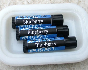 Clearance Blueberry Lip Balm, creamy handmade moisturizing lip balm, dry lip care, shea butter and beewax formula, classic fruit flavor