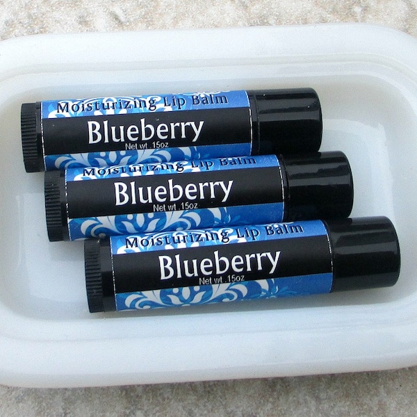 Clearance Blueberry Lip Balm, creamy handmade moisturizing lip balm, dry lip care, shea butter and beewax formula, classic fruit flavor