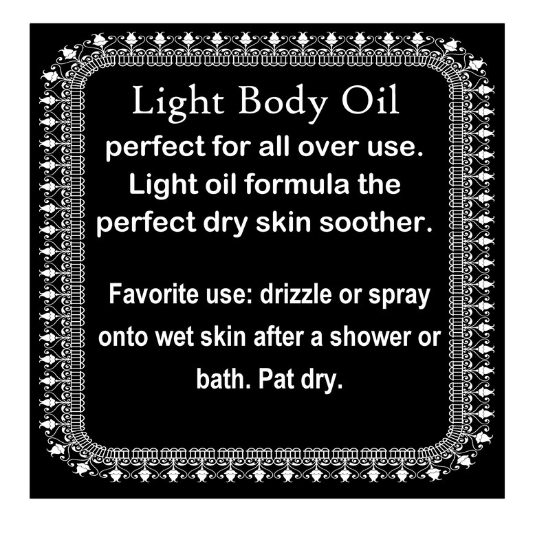Pick your Scent Light Body Oil 8oz Soothing Skin Loving Oil Etsy