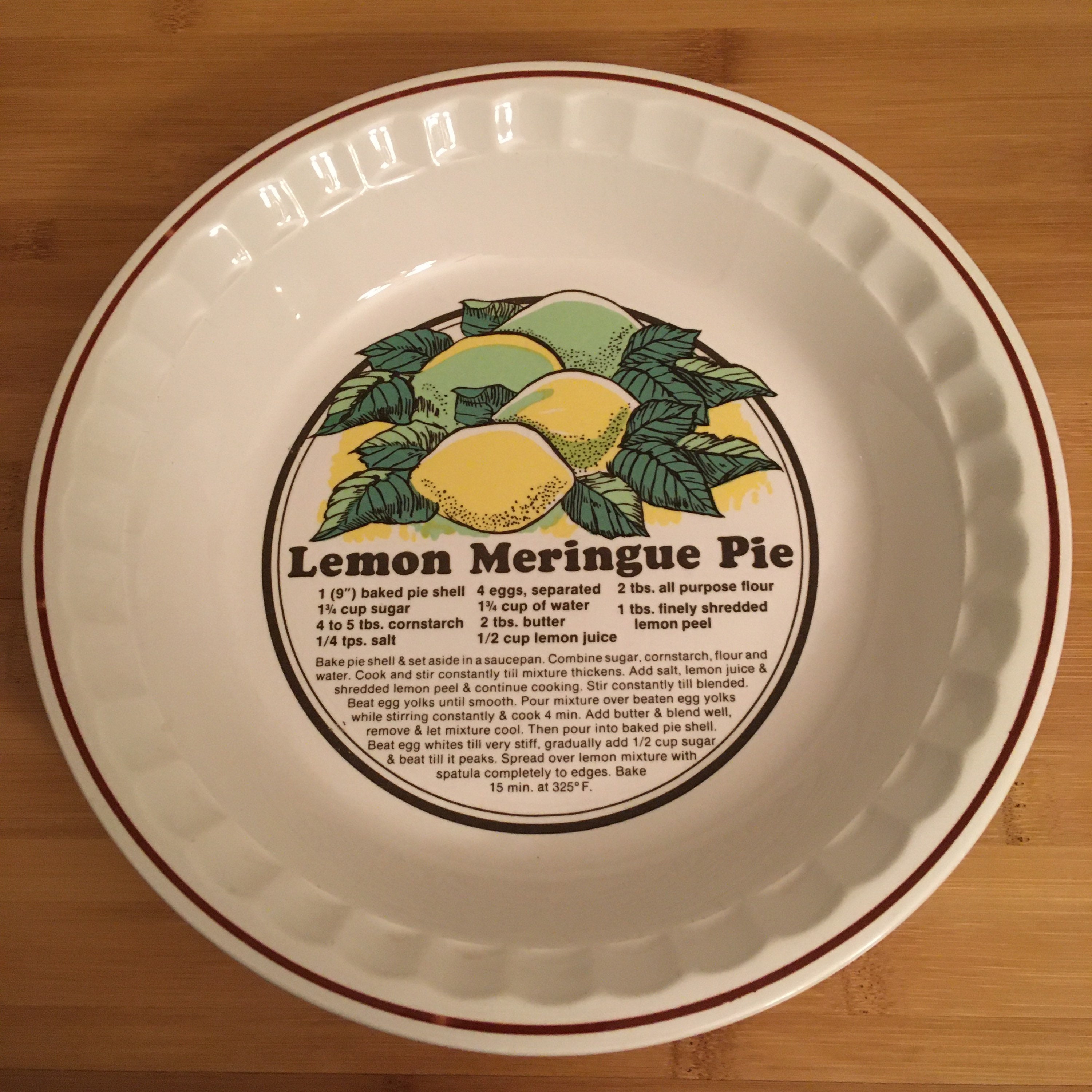 Vintage Sunnycraft Sunstone Colletor Pie Plate Lemon Merinque pie Vintage Sunnycraft Sunstone Colletor Pie Plate Lemon Merinque pie
