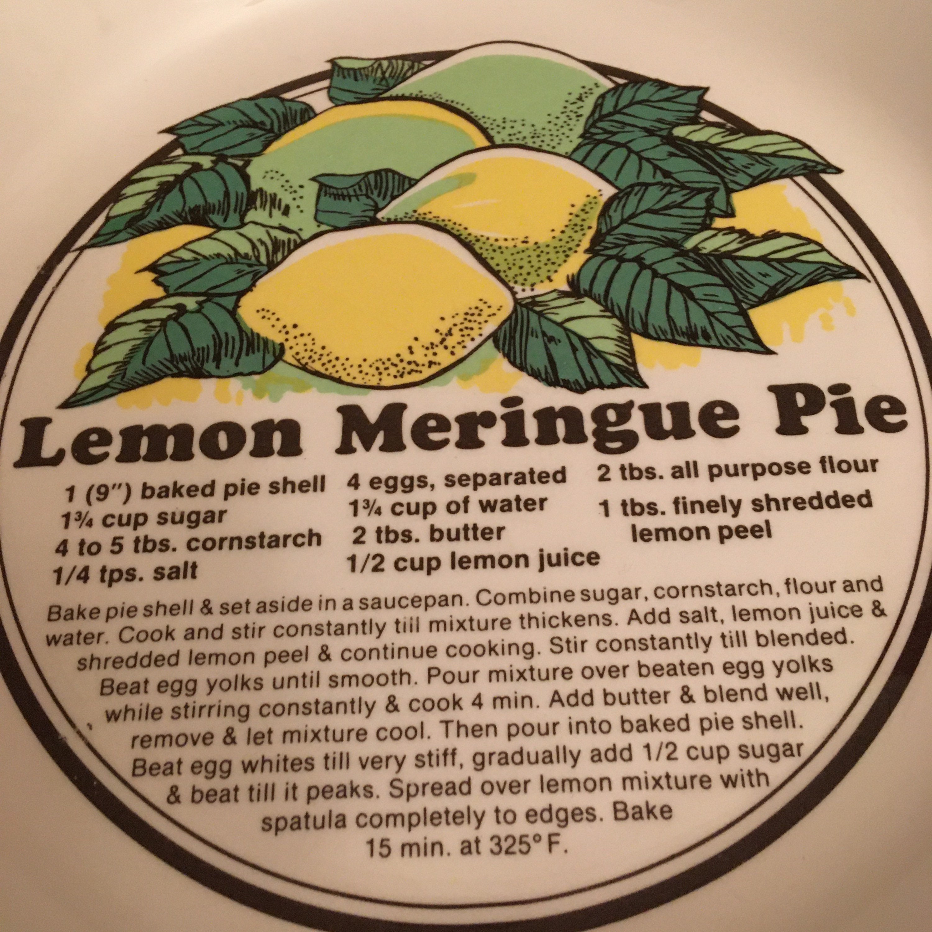 Vintage Sunnycraft Sunstone Colletor Pie Plate Lemon Merinque pie Vintage Sunnycraft Sunstone Colletor Pie Plate Lemon Merinque pie