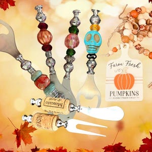 Fall Holiday Collection 1: Beaded barware, ceramic wine corks and serving pieces