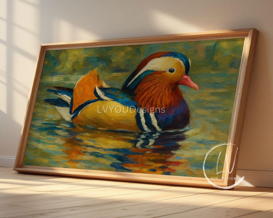 Mandarin Duck Acrylic Painting Print – Impressionist Wildlife Art ...
