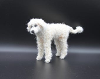 Handknitted Mohair Wool Poodle Sculpture – Collectible Dog Figurine