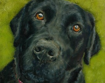 Greeting card from oilpainting of Black Labrador Saar 13x18 cm