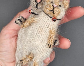 Tiny Knit Cat Toy Pattern – Miniature Animal, Knit in Round (PDF)