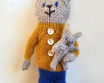 Bunny Knitting Pattern PDF – Easter Rabbit Toy with Baby (Scrap Yarn)