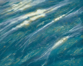 Abstract Seascape Oil Painting – Modern Coastal Wall Art (30x40 cm)