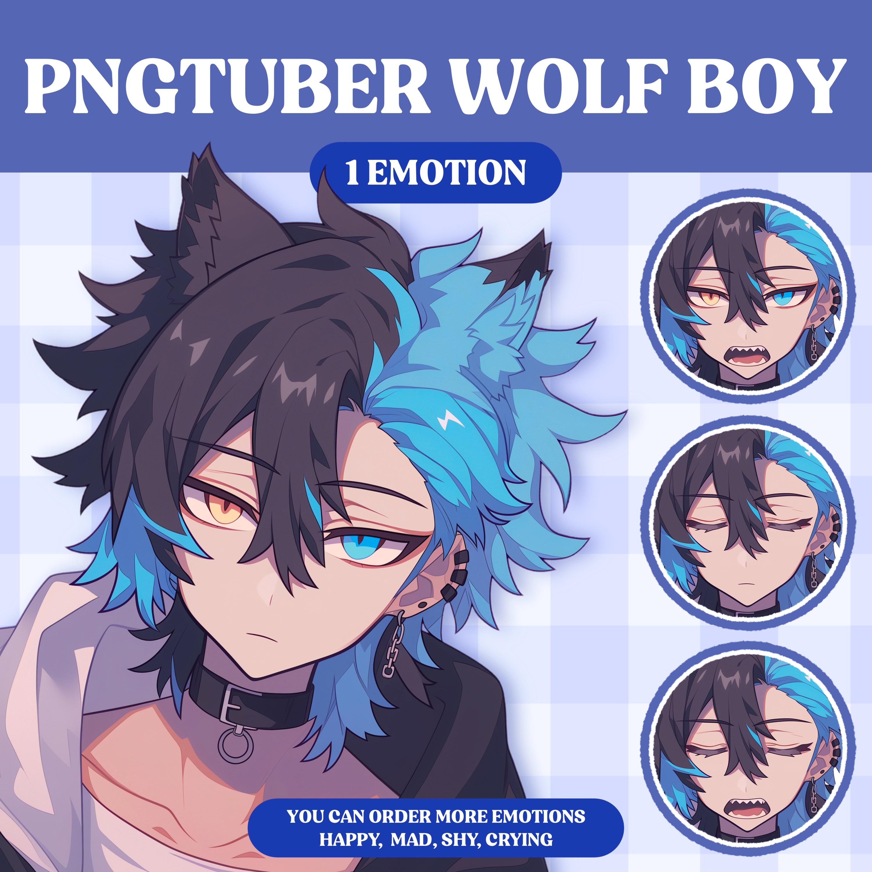 Cute PNGTuber Model | Wolf Boy PNGTuber Premade Model | VeadoTube Model | PNG Tuber | Vtuber | GIFTuber | Discord | Twitch | OC Adopt M01