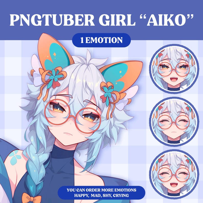 Modelo PNGTuber linda / Modelo PNGTuber prefabricado de chica linda / Modelo VeadoTube / PNG Tuber / Vtuber / GIFTuber / Discord / Twitch / OC Adopt F14 imagen 1