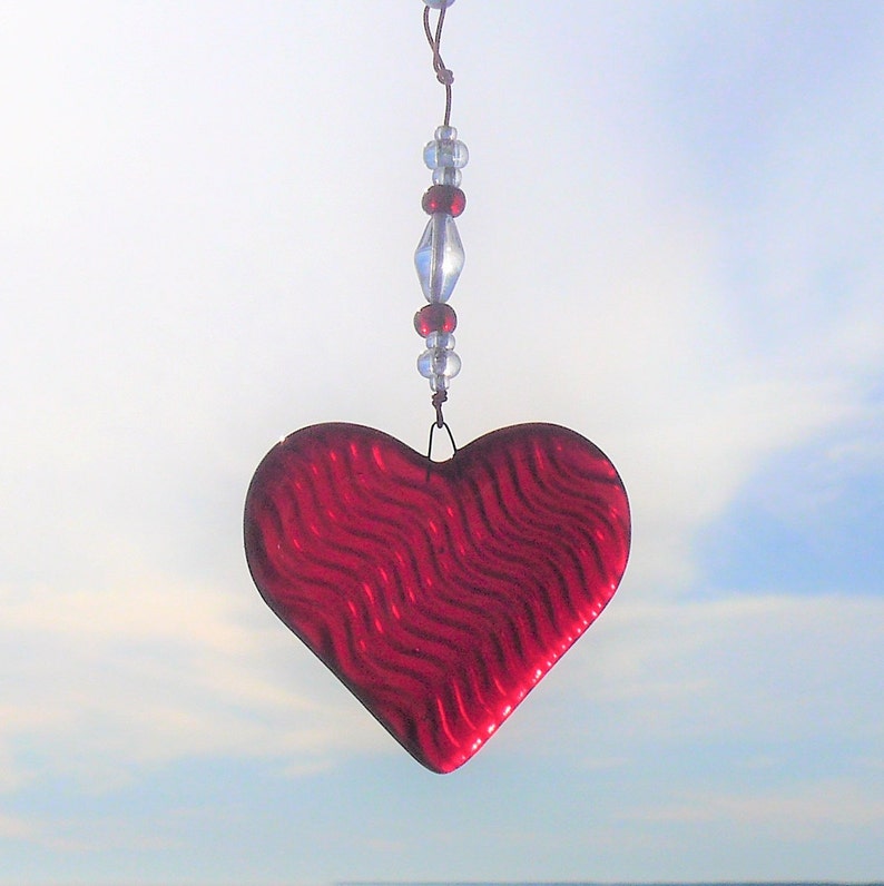 Heart with Waves Fused Glass Ornament