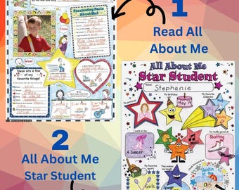 Kids School Project,Read All About Me&Star Student Big Write-and-Read Learning Posters Ready for Kids to Personalize Teachers Learning Tool