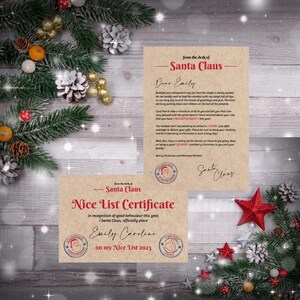 Carta personalizable de Papá Noel, certificado de lista de buenos deseos, carta navideña de Papá Noel, carta editable de Papá Noel, descarga instantánea, plantilla imprimible SANTA