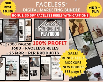 ULTIMATE Faceless Digital Marketing Bundle,Done for you Reels,Reels with Captions and more PLR MRR Resell Rights Tik Tok Reels Digital books