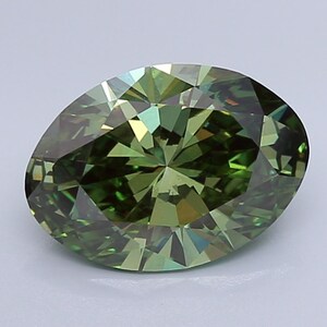 3.81 Carat Lab Grown Diamond Fancy Vivid Green VS2 Oval Cut, Brilliant Fire, Gorgeous Clarity and Color