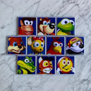 N64 Diddy Kong Racing Character Magnets | 1.5” Square Refrigerator Magnets from Multiplayer Screen, Nintendo 64