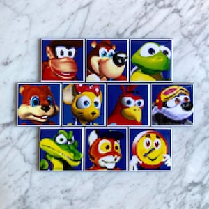 N64 Diddy Kong Racing Character Magnets | 1.5” Square Refrigerator Magnets from Multiplayer Screen, Nintendo 64