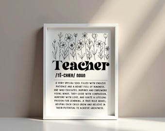 Teacher Appreciation Gift | Digital Download Printable | Teacher Definition Wall Art | Instant Download | Thoughtful Gift for Teachers