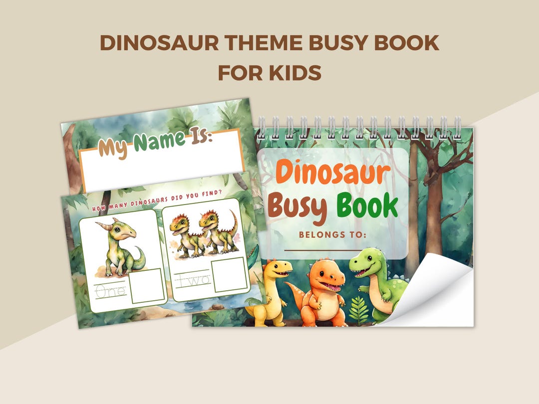 Dinosaur Busy Book for Kids | Name Tracing Activities and Match Type ...