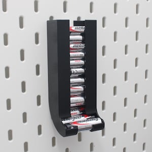 IKEA Skadis Battery Dispenser Holder (AA or AAA) | Pegboard Mount Desk Organizer | Office & Garage Storage Organization Accessories Tools