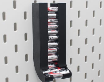 Support pour distributeur de piles IKEA Skadis (AA ou AAA) | Organiseur de bureau à montage sur panneau perforé