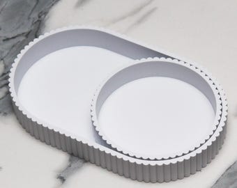 Modern Minimalist Catch All Tray Set | Entryway Organizer Keys, Wallet | Ribbed Trinket Display Accessories
