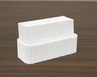 Business Card Holder | Ribbed Office Desk Organizer Modern Card Display | Minimalist Workspace Accessories Gift