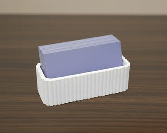 Business Card Holder | Ribbed Office Desk Organizer Modern Minimalist Card Display Gift Accessories