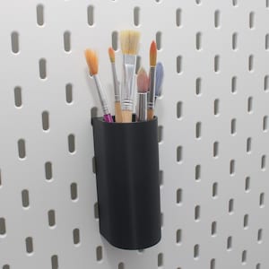 IKEA SKADIS Paint Brush Holder | Pegboard Art Tools & Supplies | Pen Storage Mount Rack | Pencil Accessories Bin for Craft Room Organization