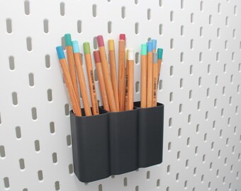 Organizador de lápices IKEA SKADIS / Contenedor de almacenamiento de 3 compartimentos / Contenedor cuadrado para bolígrafos con tablero perforado