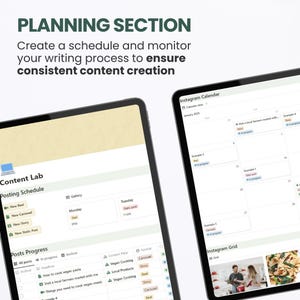 May include: A screenshot of a computer screen showing a content planning tool. The tool includes a content calendar, a posting schedule, and a list of posts in progress. The calendar shows a grid of dates with different types of posts scheduled for each day. The posting schedule lists different types of posts, such as reels, carousels, and stories. The list of posts in progress shows the status of each post, such as "in progress" or "archived".
