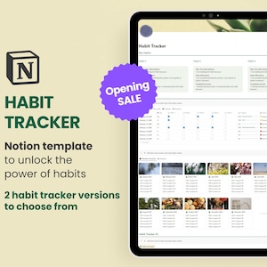 Notion Habit Tracker | Aesthetic Notion Template | Digital Habit Tracker | Goal Setting Planner