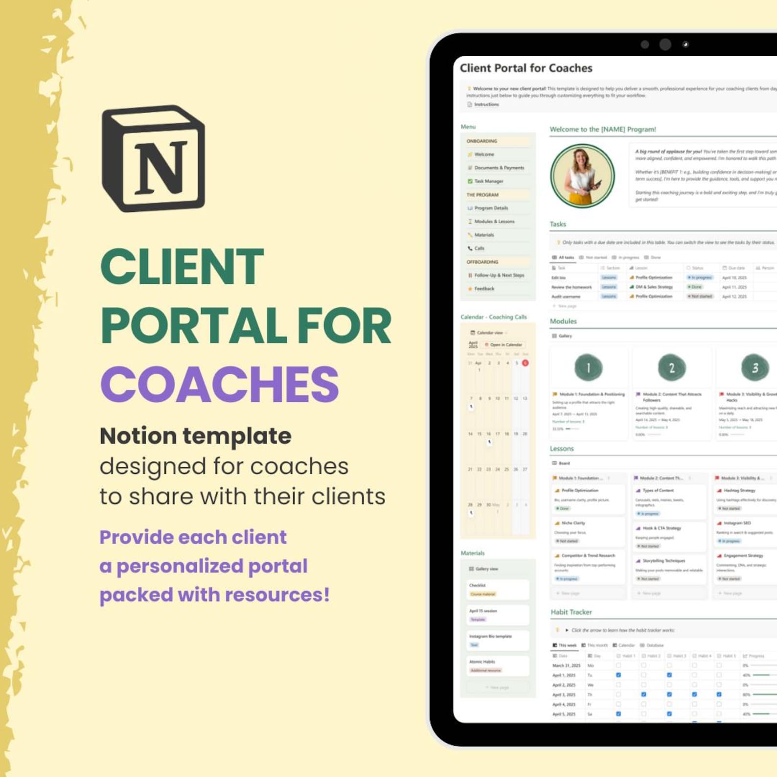 Client Portal for Coaches: Notion Template (digital Download) - Etsy