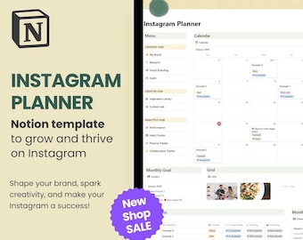 Notion Instagram Planner Template: Social Media Content Calendar (Digital Download)