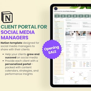 Client Portal for Social Media Manager, Notion Template for Social Media Management, Customer Portal, Client Onboarding Template