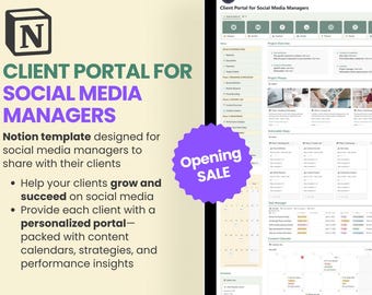 Client Portal for Social Media Managers: Notion Template (Digital Download)