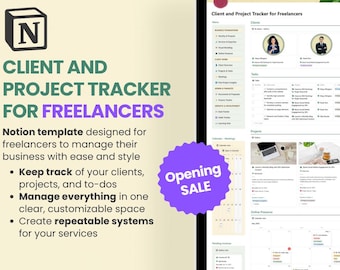 Client & Project Tracker for Freelancer: Notion Template (Digital Download)