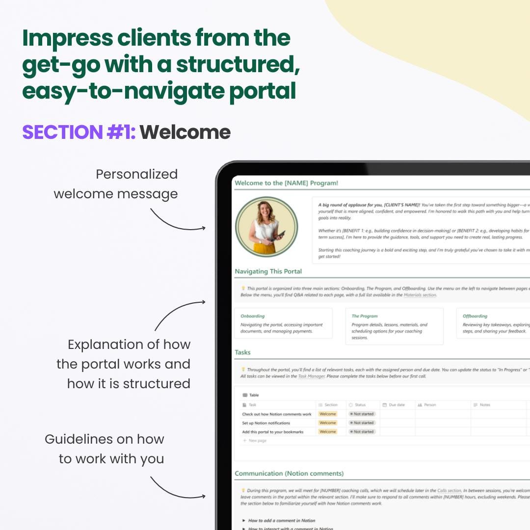 Client Portal for Coaches: Notion Template (digital Download) - Etsy